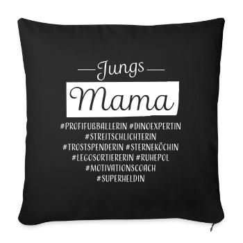 Jungs Mama Jungsmama Muttertag weiß - Sofakissenbezug 45 x 45 cm - Schwarz - Vorne