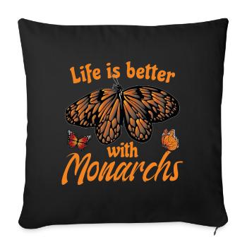 Citation mignon monarque papillon - Housse de coussin décorative 45 x 45 cm - noir - Devant
