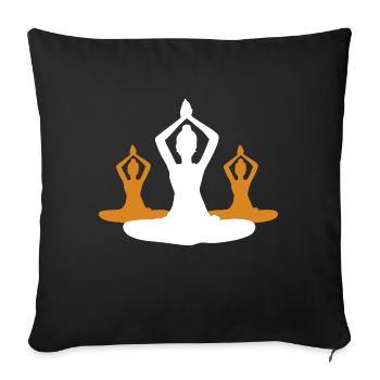 10 Yoga Padmasana or Lotus Flower | White - Sofa pillowcase 17,3'' x 17,3'' (45 x 45 cm) - black - Front