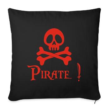 Pirate! (red) - Sofa pillowcase 17,3'' x 17,3'' (45 x 45 cm) - black - Front
