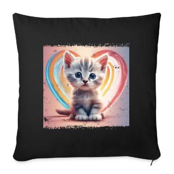 Warm cat - Sofa pillowcase 17,3'' x 17,3'' (45 x 45 cm) - black - Front
