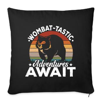Wombat-tastic Adventures Wombat Australian Animals - Sofa pillowcase 17,3'' x 17,3'' (45 x 45 cm) - black - Front