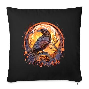 Rabe, Vollmond, keltisch, nordisch, Pagan, Vogel, - Sofakissenbezug 45 x 45 cm - Schwarz - Vorne