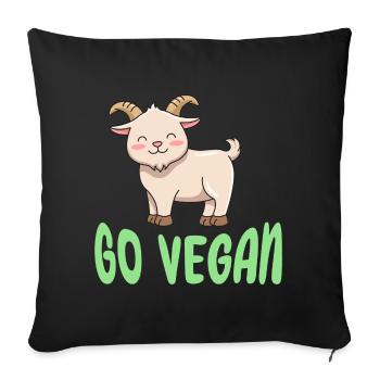 Goat design for proud vegans - Sofa pillowcase 17,3'' x 17,3'' (45 x 45 cm) - black - Front