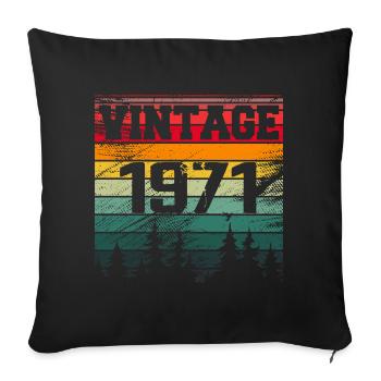 1971 Cadeau D'anniversaire Vintage 1971 Rétro - Housse de coussin décorative 45 x 45 cm - noir - Devant