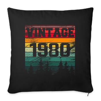 1980 Cadeau D'anniversaire Vintage 1980 Rétro - Housse de coussin décorative 45 x 45 cm - noir - Devant