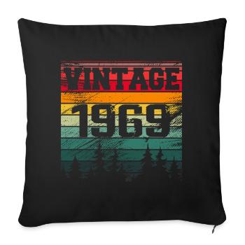 1969 Cadeau D'anniversaire Vintage 1969 Rétro - Housse de coussin décorative 45 x 45 cm - noir - Devant