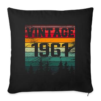 1961 Vintage 1961 Retro Birthday Gift - Sofa pillowcase 17,3'' x 17,3'' (45 x 45 cm) - black - Front