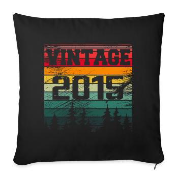 2015 Cadeau D'anniversaire Vintage 2015 Rétro - Housse de coussin décorative 45 x 45 cm - noir - Devant