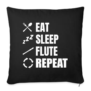 Eat Sleep Flute Repeat - Sofakissenbezug 45 x 45 cm - Schwarz - Vorne