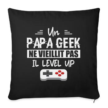 Un Papa Geek Ne Vieillit Pas - Fêtes des pères - Housse de coussin décorative 45 x 45 cm - noir - Devant