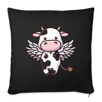 Ailes d’ange de vache - Housse de coussin décorative 45 x 45 cm - noir - Devant