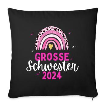 Ich werde Große Schwester 2024 Loading Regenbogen - Sofakissenbezug 45 x 45 cm - Schwarz - Vorne