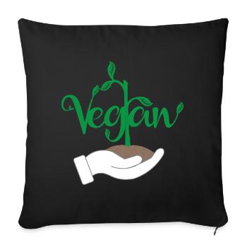 Vegan Plant Design for Proud Vegans - Sofa pillowcase 17,3'' x 17,3'' (45 x 45 cm) - black - Front