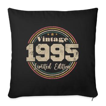 1995 Anniversaire Vintage Rétro Né En - 1995 - Housse de coussin décorative 45 x 45 cm - noir - Devant