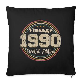1990 Birthday Vintage Retro Born In - 1990 - Sofa pillowcase 17,3'' x 17,3'' (45 x 45 cm) - black - Front