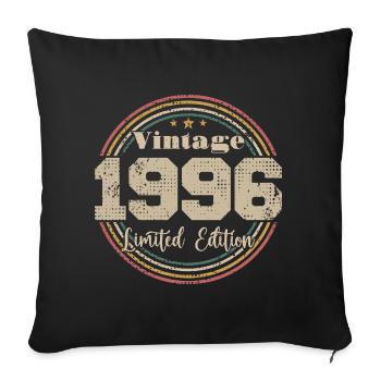 1996 Anniversaire Vintage Rétro Né En - 1996 - Housse de coussin décorative 45 x 45 cm - noir - Devant