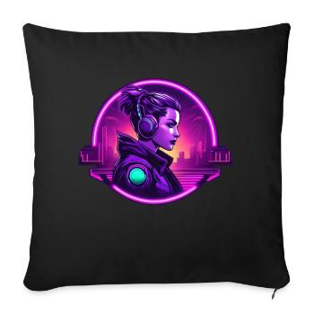 Cyberpunk Artwork - Sofa pillowcase 17,3'' x 17,3'' (45 x 45 cm) - black - Front
