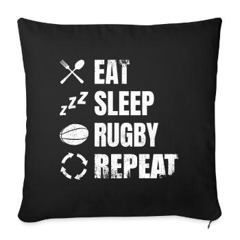Rugby Players Daily Schedule - Sofa pillowcase 17,3'' x 17,3'' (45 x 45 cm) - black - Front