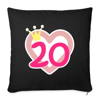 20th Birthday Princess Crown - Sofa pillowcase 17,3'' x 17,3'' (45 x 45 cm) - black - Front