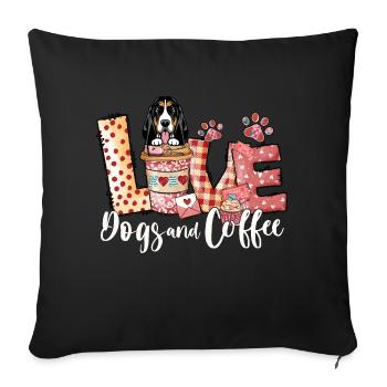 Basset Dog Coffee Lover Dog Mom Valentines Day - Sofa pillowcase 17,3'' x 17,3'' (45 x 45 cm) - black - Front