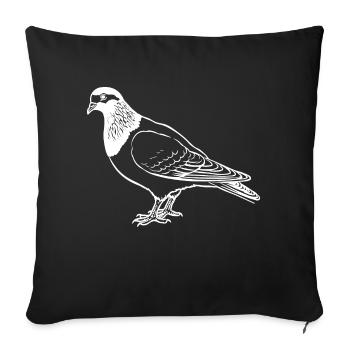 Colombe oiseau dessiné à la main - Housse de coussin décorative 45 x 45 cm - noir - Devant