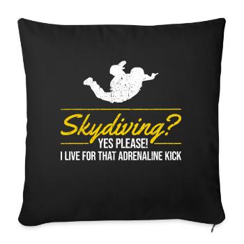 Sky Dive Fever Design. Perfect Adrenaline Gift - Sofa pillowcase 17,3'' x 17,3'' (45 x 45 cm) - black - Front