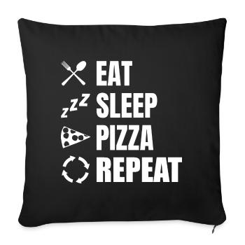 Manger Dormir Pizza Répéter - Housse de coussin décorative 45 x 45 cm - noir - Devant