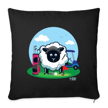 Les brebis aiment le golf ? - Housse de coussin décorative 45 x 45 cm - noir - Devant
