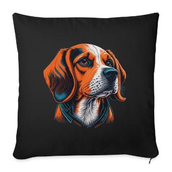 Tête de beagle - Housse de coussin décorative 45 x 45 cm - noir - Devant