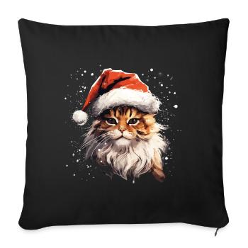 Cat Christmas Christmas Cat Merry Catmas - Sofa pillowcase 17,3'' x 17,3'' (45 x 45 cm) - black - Front