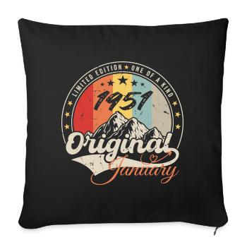 Janvier 1951 Vintage Cadeau Anniversaire Rétro - Housse de coussin décorative 45 x 45 cm - noir - Devant