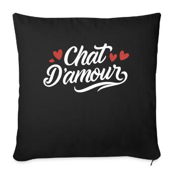 Chat d'amour - Housse de coussin décorative 45 x 45 cm - noir - Devant