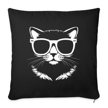 Funny Cat with Sunglasses Kitten Sunglas Cats - Sofa pillowcase 17,3'' x 17,3'' (45 x 45 cm) - black - Front