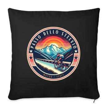Passo dello Stelvio: Alpenpower für Radfahrer - Sofakissenbezug 45 x 45 cm - Schwarz - Vorne