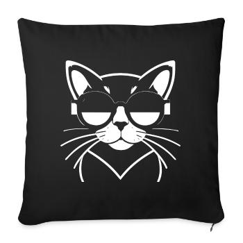 Lustige Katze mit Sonnenbrille Kätzchen Sonnenbrille Katzen - Sofakissenbezug 45 x 45 cm - Schwarz - Vorne