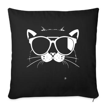 Lustige Katze mit Sonnenbrille Kätzchen Sonnenbrille Katzen - Sofakissenbezug 45 x 45 cm - Schwarz - Vorne