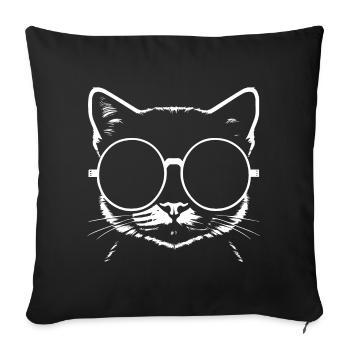 Lustige Katze mit Sonnenbrille Kätzchen Sonnenbrille Katzen - Sofakissenbezug 45 x 45 cm - Schwarz - Vorne