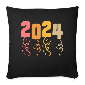 New Year's Fireworks New Year's Eve 2024 - Sofa pillowcase 17,3'' x 17,3'' (45 x 45 cm) - black - Front