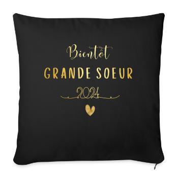 Grande sœur 2024-annonce grossesse - Housse de coussin décorative 45 x 45 cm - noir - Devant