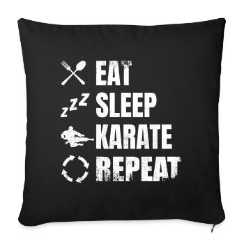 Eat Sleep Karate Repeat - Sofa pillowcase 17,3'' x 17,3'' (45 x 45 cm) - black - Front