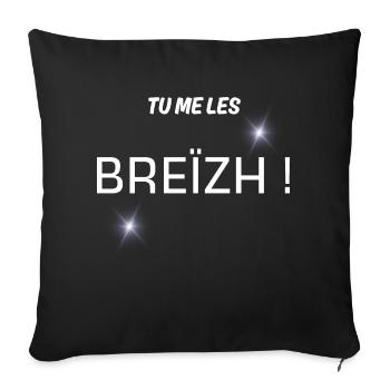 cadeau homme, humour Breton, t-shirt humoristique - Housse de coussin décorative 45 x 45 cm - noir - Devant
