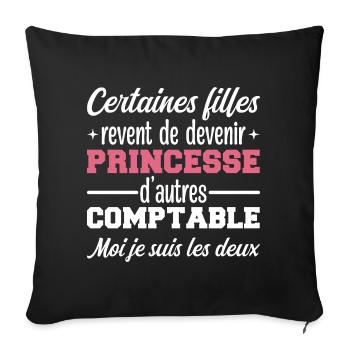 Princesse Comptable - Housse de coussin décorative 45 x 45 cm - noir - Devant