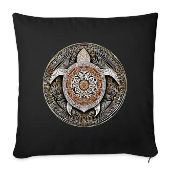 Tortue symbole maori IV - Housse de coussin décorative 45 x 45 cm - noir - Devant
