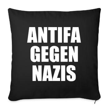 Antifa gegen nazis - Sofakissenbezug 45 x 45 cm - Schwarz - Vorne