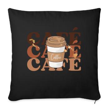 coffee coffee coffee - Sofa pillowcase 17,3'' x 17,3'' (45 x 45 cm) - black - Front