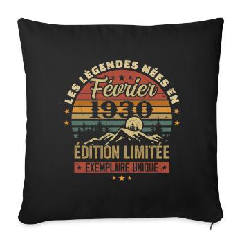Born In February 1930 Birthday 94 Years Retro 94th - Sofa pillowcase 17,3'' x 17,3'' (45 x 45 cm) - black - Front