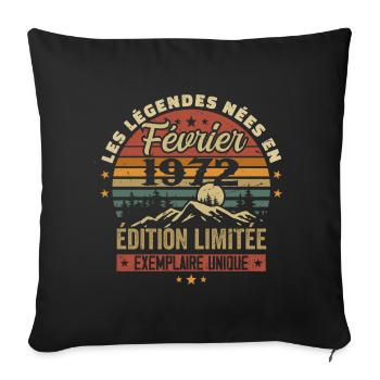 Born In February 1972 Birthday 52 Retro 52nd - Sofa pillowcase 17,3'' x 17,3'' (45 x 45 cm) - black - Front