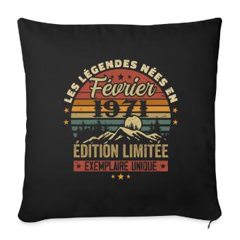 Nées En Février 1971 Anniversaire 53 ans Retro 53 - Housse de coussin décorative 45 x 45 cm - noir - Devant