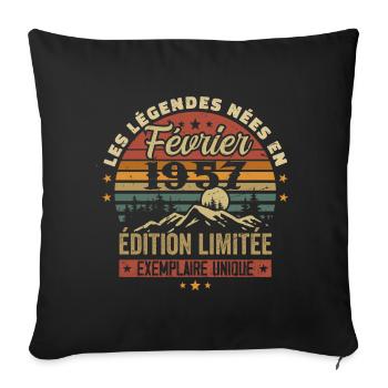 Born In February 1957 Birthday 67 Retro 67 - Sofa pillowcase 17,3'' x 17,3'' (45 x 45 cm) - black - Front